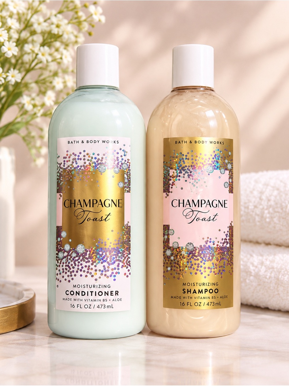 Bath & Body Works Champagne Toast Moisturizing Shampoo & Conditioner - Pink